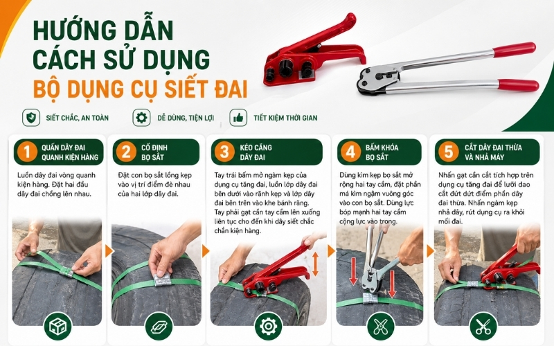 Hướng dẫn cách sử dụng bộ dụng cụ siết đai   